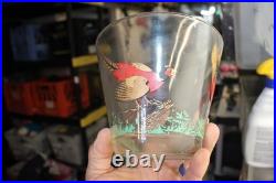 Vintage Pheasant Bird Glass Humidor In Wood Pipe Rack Stand Holds 8 LOOK