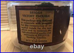 Vintage Pipe Tobacco Jar WWII Humidor Jar Briggs Pipe Tobacco Jar Victory WWII
