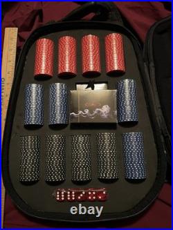 Vintage Poker Set CAO Cigar Humidor Carry Case New Never Used Chips Cards Dice