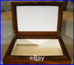 Vintage Porcelain Lined Mahogany Marquetry Humidor