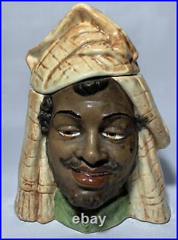 Vintage Pottery Head Arab / Shiek in Headdress Tobacco Jar Excellent Condition