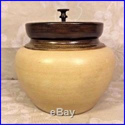 Vintage Pottery Humidor Unique Lock Top with Brass Tightener Aonian Reg England