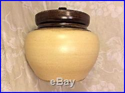 Vintage Pottery Humidor Unique Lock Top with Brass Tightener Aonian Reg England