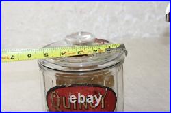 Vintage Quincy 5 Cent Cigar Glass Jar Humidor Ribbed Sides Super Rare