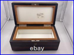 Vintage Rosewood Cigar Humidor 1930s-50s Art Deco Lock & Brass Monogram