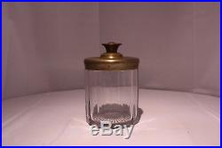 Vintage Round Glass Cigar Tobacco Humidor Jar With Brass Lid