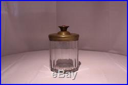 Vintage Round Glass Cigar Tobacco Humidor Jar With Brass Lid