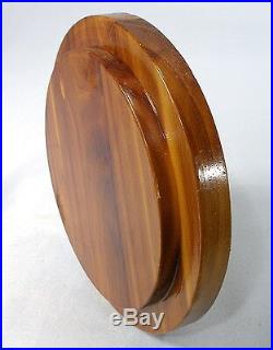 Vintage Round Hand Made Exotic Wood Jewelry Pipe Tobacco Humidor Dresser Box