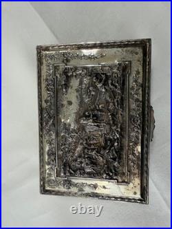 Vintage Silver-Plated Embossed Relief Cigar / Humidor Box, Footed, Velvet Lined Vintage Silver-Plated Embossed Relief Cigar / Humidor Box, Footed, Velvet Lined