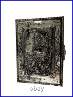 Vintage Silver-Plated Embossed Relief Cigar / Humidor Box, Footed, Velvet Lined