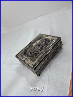 Vintage Silver-Plated Embossed Relief Cigar / Humidor Box, Footed, Velvet Lined Vintage Silver-Plated Embossed Relief Cigar / Humidor Box, Footed, Velvet Lined