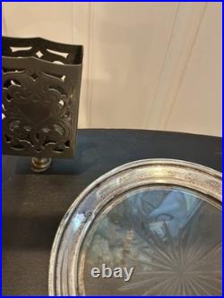 Vintage Smoking Stand Sterling Ashtray Cigar Cutter Drawer Accessories Set