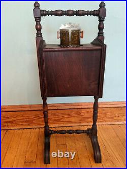 Vintage Smoking Table Stand Cabinet Copper Lined Humidor W Door