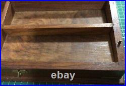 Vintage Solid Timber & Brass Table Humidore Cigars Cigarettes Secret Compartment
