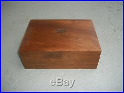 Vintage Solid Walnut Wood White Glass Lined Inside Cigar Humidor Box Beautiful