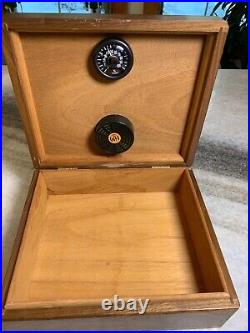 Vintage Solid Wood Wooden Havana Mist Humidor w Hygro Stat Hygrostat Humidistat