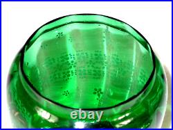 Vintage Sterling Silver & Green Glass Cigar Humidor Tobacco Jar Hand Painted 7