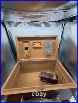 Vintage Thompson & Co. Wood Cigar Humidor Box Lockable Chest with Drawers