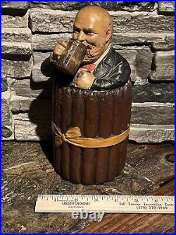 Vintage Tobacco Canister / Humidor. Johann Maresch. Figural Man Beer / Cigars