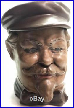 Vintage Tobacco Humidor Head Jar Ceramic Beard Man Canister X-Rare Collectible