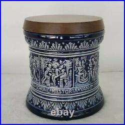 Vintage Tobacco Jar Humidor German Marzi & Remy Blue Ceramic Cannister
