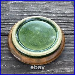 Vintage Tobacco Jar Humidor Stoneware Green Glazing With Locking Lid