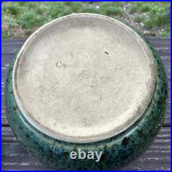 Vintage Tobacco Jar Humidor Stoneware Green Glazing With Locking Lid