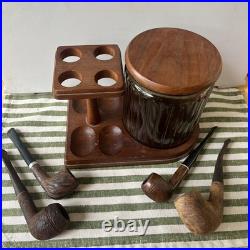 Vintage Tobacco Pipe Stand & Humidor 4 Pipes Dr. Grabow, Italy, Belvedere