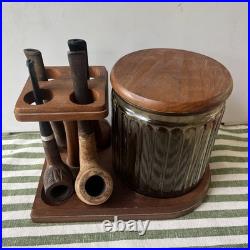 Vintage Tobacco Pipe Stand & Humidor 4 Pipes Dr. Grabow, Italy, Belvedere
