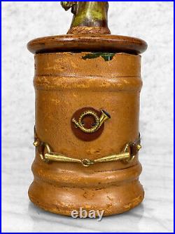 Vintage Traditional Italian Equestrian Leather Tobacco Humidor Jar