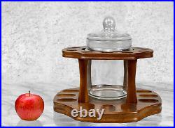 Vintage Traditional Walnut Estate 12-Pipe Rotating Holder with Glass Humidor
