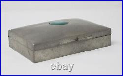 Vintage Tudric Made In England Pewter Enamel Cigar Wood Lined Tobacco Box Humido