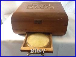 Vintage UNIQUE RARE HUMIDOR LOCKING WithWOOD LINING HAS HYGOMETER IS INITIALED
