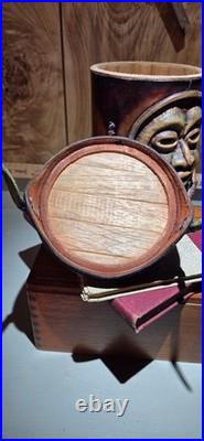 Vintage & Unique African Inspired Helmet Head Leather & Cedar Wood Cigar Humidor