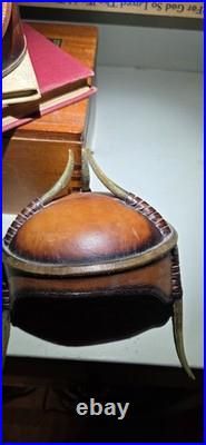 Vintage & Unique African Inspired Helmet Head Leather & Cedar Wood Cigar Humidor