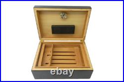 Vintage Used Wood Box Cigar Humidor Black Rectangular Chest Temperature Control