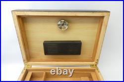 Vintage Used Wood Box Cigar Humidor Black Rectangular Chest Temperature Control