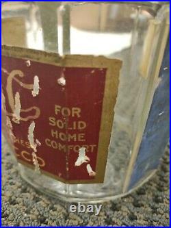 Vintage Velvet Tobacco Jar glass lid paper label
