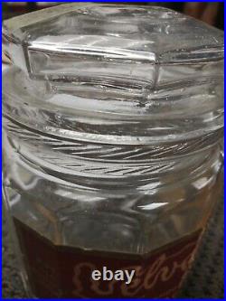 Vintage Velvet Tobacco Jar glass lid paper label