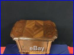 Vintage Walnut Deco Wood Smoking Tobacco Stand, Copper-Lined Humidor