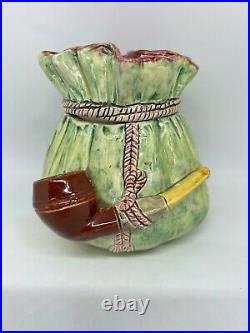 Vintage Wilhelm Schiller & Son/Austria-Majolica Tobacco Humidor/Pipe Handle