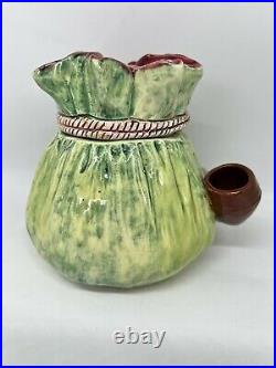 Vintage Wilhelm Schiller & Son/Austria-Majolica Tobacco Humidor/Pipe Handle