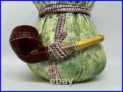 Vintage Wilhelm Schiller & Son/Austria-Majolica Tobacco Humidor/Pipe Handle