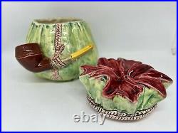 Vintage Wilhelm Schiller & Son/Austria-Majolica Tobacco Humidor/Pipe Handle