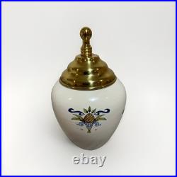 Vintage Williamsburg Delft Brass Tobacco Jar Olde Virginea Plantation Souvenir