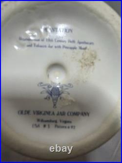 Vintage Williamsburg Delft Brass Tobacco Jar Olde Virginea Plantation Souvenir Vintage Williamsburg Delft Brass Tobacco Jar Olde Virginea Plantation Souvenir