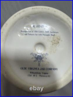 Vintage Williamsburg Delft Brass Tobacco Jar Olde Virginea Plantation Souvenir
