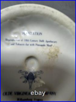 Vintage Williamsburg Delft Brass Tobacco Jar Olde Virginea Plantation Souvenir