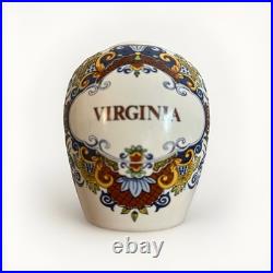Vintage Williamsburg Delft Brass Tobacco Jar Olde Virginea Plantation Souvenir