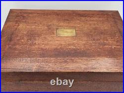 Vintage Wood Cigar Humidor Box White Milk Glass Lined Read Description